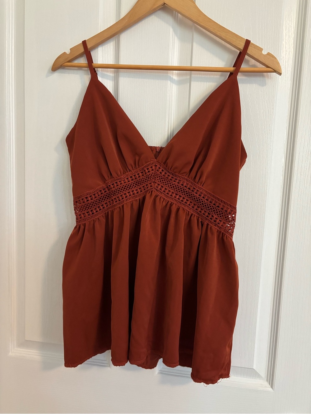 Cider Rust Crochet-Trim Spaghetti Strap Camisole